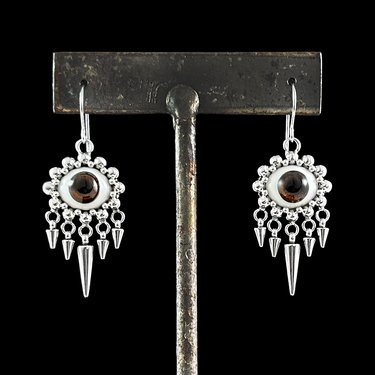 FALL GEMSTONE 2025 Small Brown Glass Eye Earrings With Drops