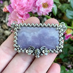 GEMSTONE Royal Aztec Lace Agate Rectangle With Winged Skull & Flowers