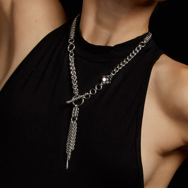METAL Flower & Toggle Mashup Necklace