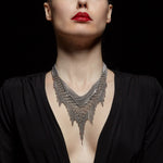 SLINKY Shaped Fringe Necklace with Criss-Cross Chain