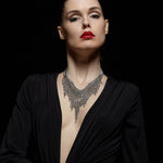 SLINKY Shaped Fringe Necklace with Criss-Cross Chain