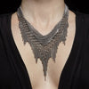 SLINKY Shaped Fringe Necklace with Criss-Cross Chain