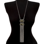 GEMSTONE Apache Gold Double Stone Necklace With Fringe