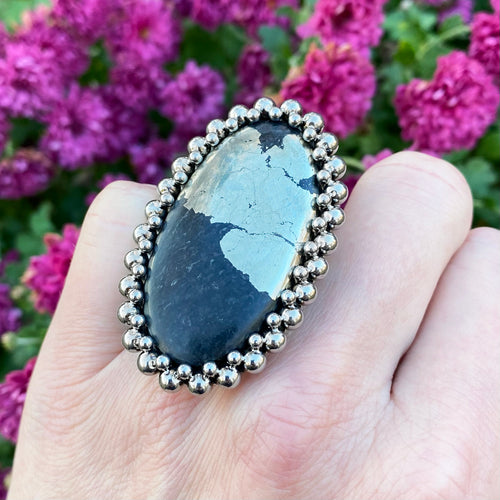 GEMSTONE Large Oval Apache Gold Ring: Size 8.5