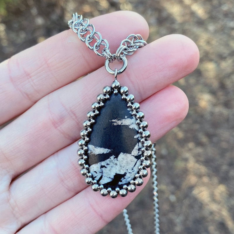 GEMSTONE Chrysanthemum Stone Teardrop Pendant