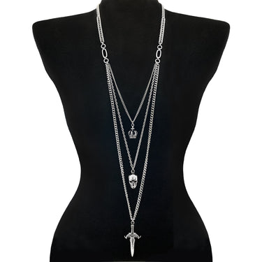 ROGUE Crown, Skull and Sword Necklace