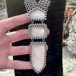 GEMSTONE Quartz Triple Stone Dagger Necklace