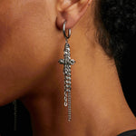 GAUGED Chainmaille Cross & Chain Earrings
