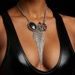 GEMSTONE Colus Fossil Turritella Spiderweb Fringe Necklace