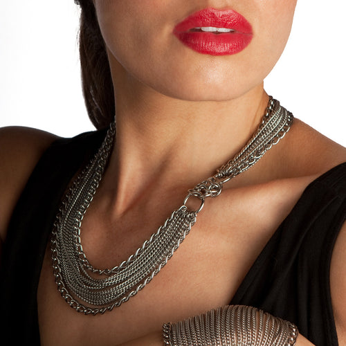 GLAM Asymmetrical Rosette Necklace