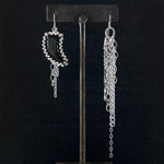 GEMSTONE Asymmetrical Gold Sheen Obsidian Claw & Chain Earrings