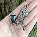 GEMSTONE Asymmetrical Gold Sheen Obsidian Claw & Chain Earrings