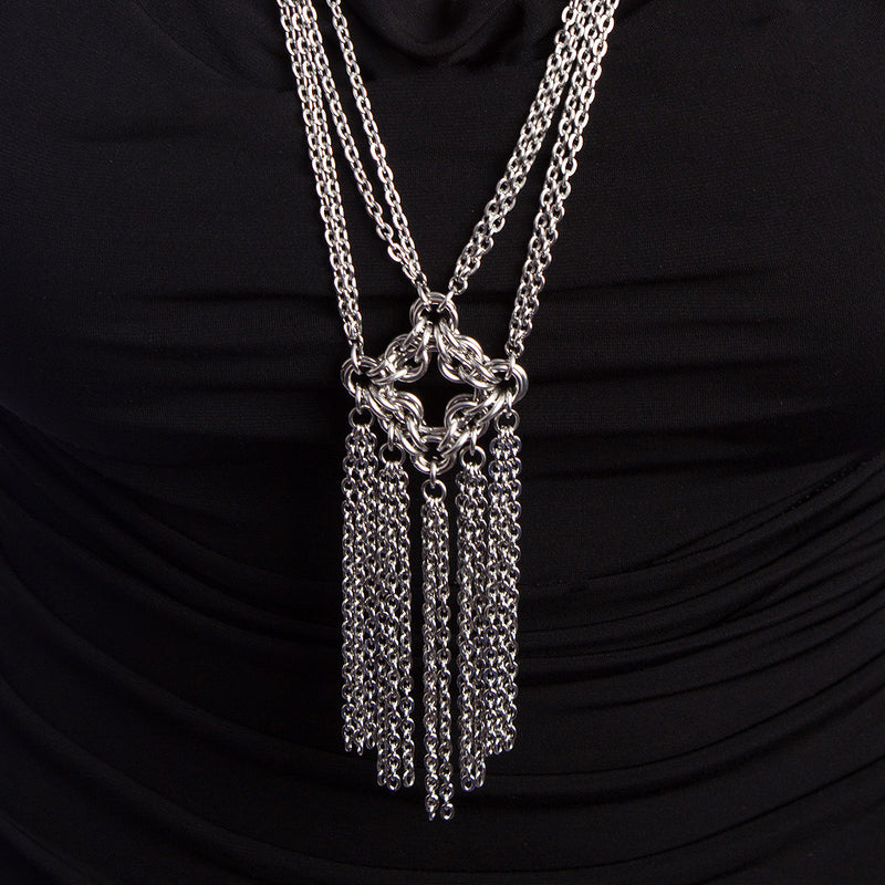 GOTHIC Long Diamond and Fringe Necklace