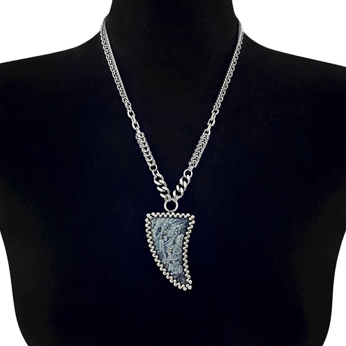 GEMSTONE Gray Jasper Claw Pendant