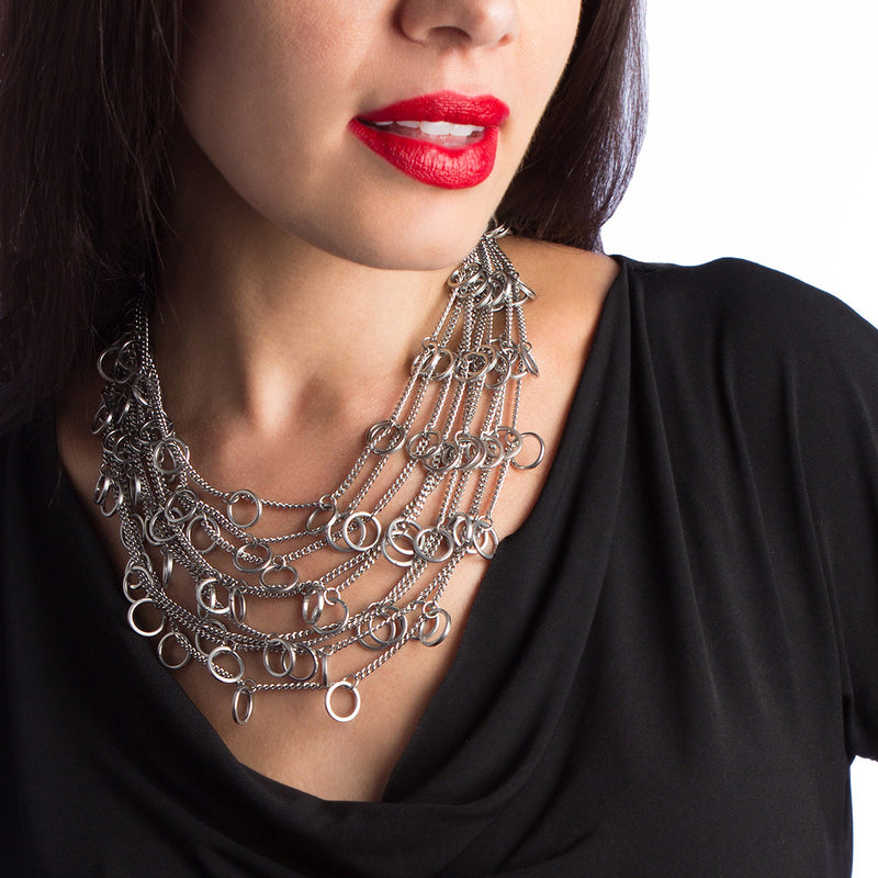 HALO 9-Chain Charm Necklace