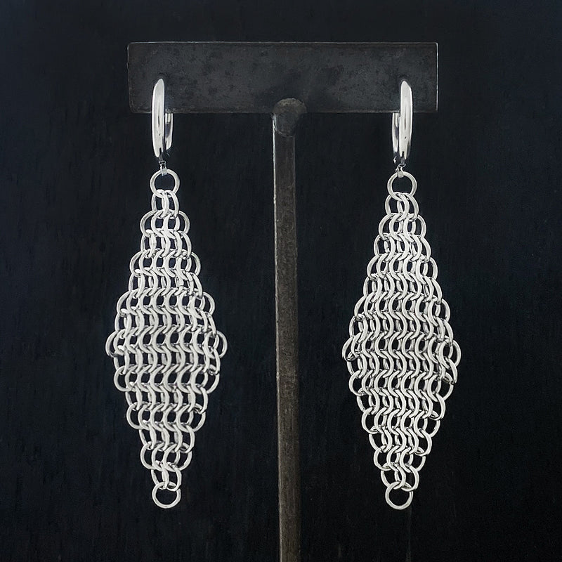 GAUGED Large Chainmaille Diamonds on Hoops