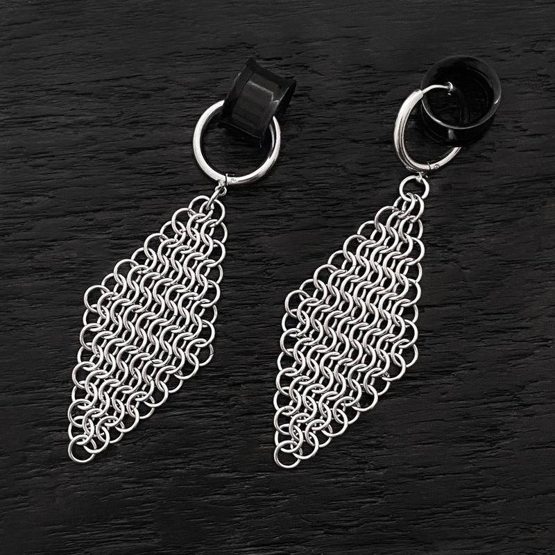 GAUGED Large Chainmaille Diamonds on Hoops