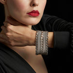 METAL 6-Row Triple-Stripe Ribbon Bracelet