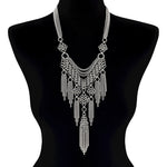 METAL Chainmaille "V" & Rosettes Tassel Necklace