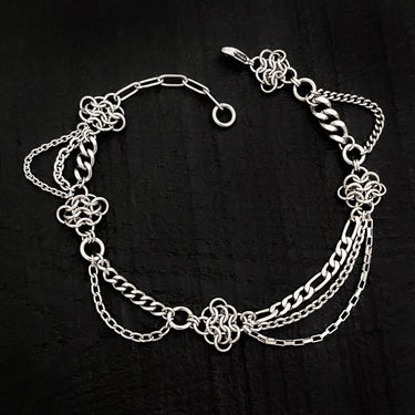 METAL Asymmetrical Rosette & Draping Chain Anklet