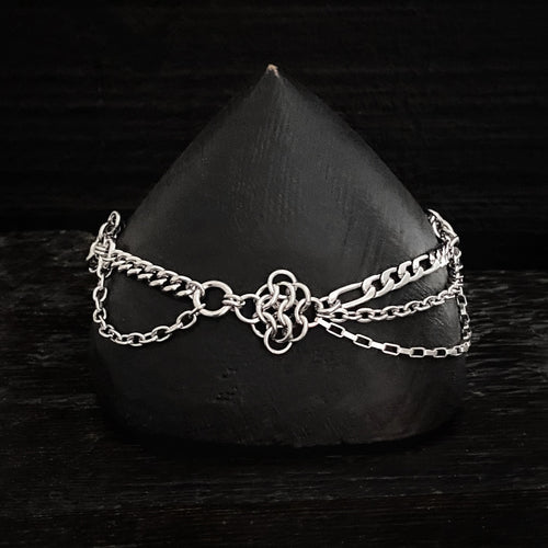 METAL Asymmetrical Rosette & Draping Chain Anklet