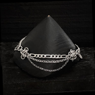 METAL Asymmetrical Rosette & Draping Chain Anklet