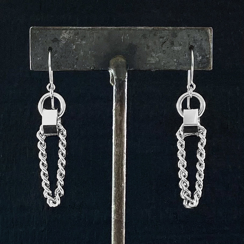 METAL Hex Bead Chain Loop Earrings