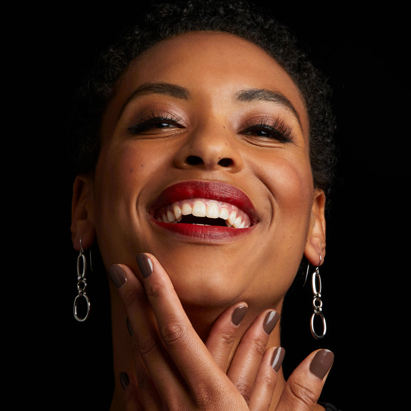 METAL Oval & Organic Link Earrings