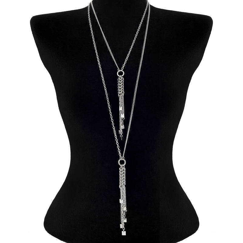 METAL Convertible Rope & Squares Tassel Lariat
