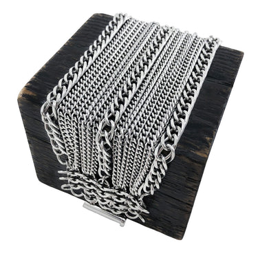 METAL 6-Row Triple-Stripe Ribbon Cuff Bracelet