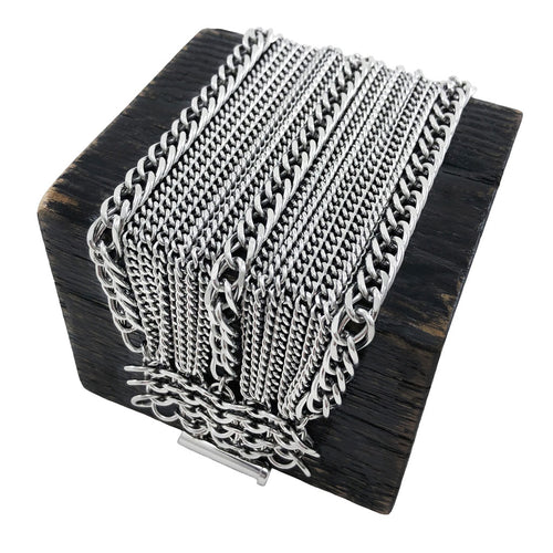 METAL 6-Row Triple-Stripe Ribbon Bracelet