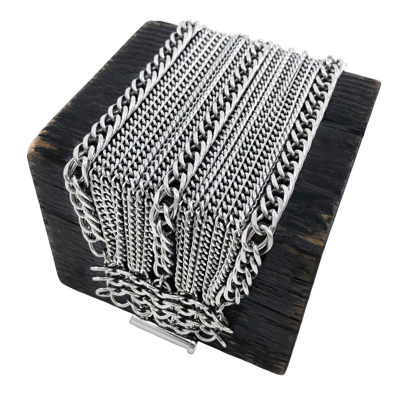 METAL 6-Row Triple-Stripe Ribbon Bracelet