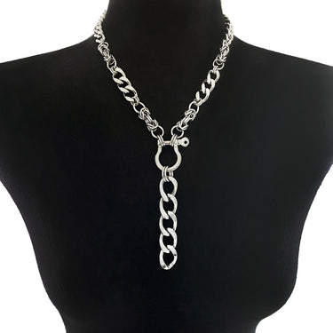 METAL Chunky Curb Y Necklace with Screw Pin D-Ring