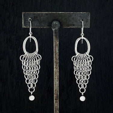 METAL Chainmaille Triangle on Link Earrings