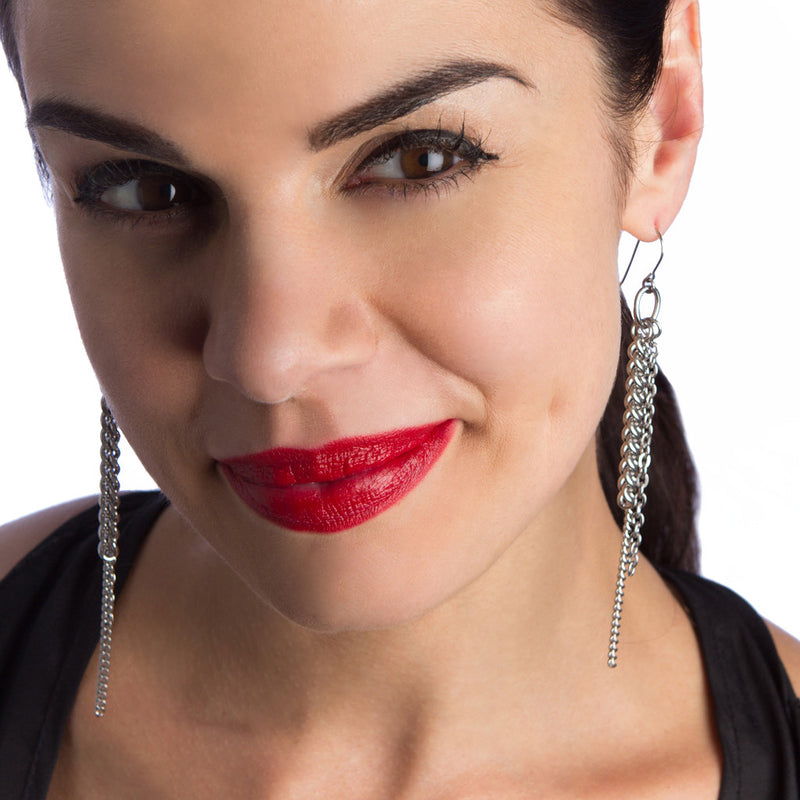 METAL Long 3-Chain Earrings