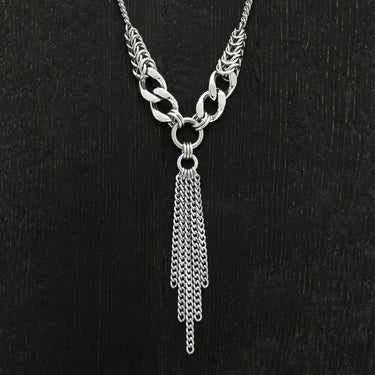 METAL Tapered Rope & Tassel Necklace