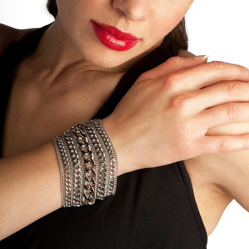 METAL 7-Row Chunky Multi-Chain Cuff Bracelet
