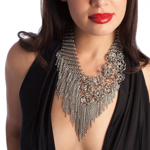 ONE OF A KIND Asymmetrical Botanical Fringe Neckpiece