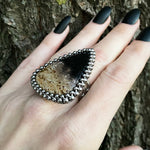 GEMSTONE Large Triangular Petrified Palm Root Ring: Size 9.5