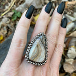 GEMSTONE Triangular Petrified Wood Ring: Size 7