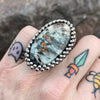 GEMSTONE Large Oval Astrophyllite Ring: Size 7.5