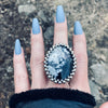 GEMSTONE Large Oval Tiffany Stone Ring: Size 8.75