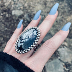 GEMSTONE Large Oval Tiffany Stone Ring: Size 8.75