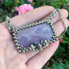 GEMSTONE Royal Aztec Lace Agate Rectangle With Winged Skull & Flowers