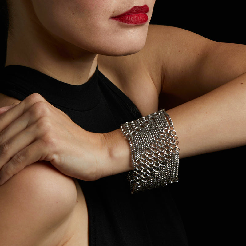 SLINKY 8-Row Diagonal Stripes Cuff Bracelet