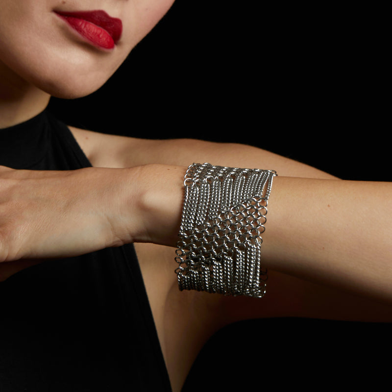 SLINKY 8-Row Diagonal Stripes Cuff Bracelet