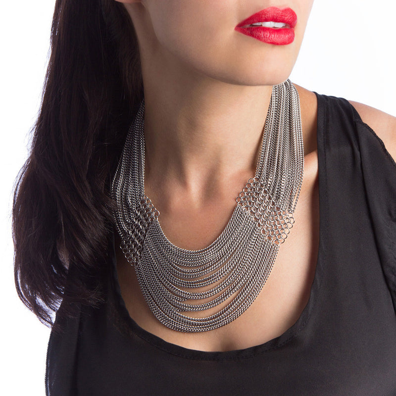 SLINKY 9-Row Center Drape Necklace