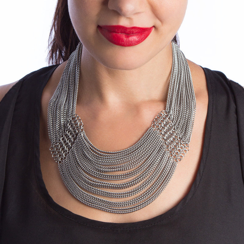 SLINKY 9-Row Center Drape Necklace