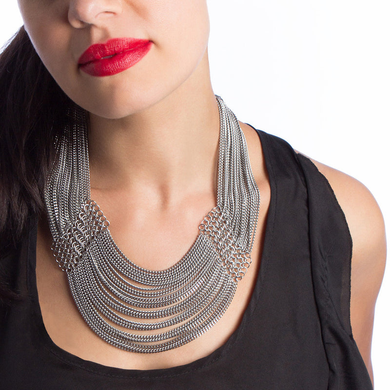 SLINKY 9-Row Center Drape Necklace