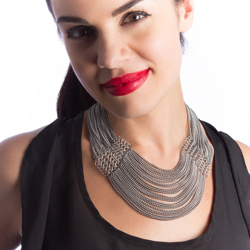 SLINKY 9-Row Center Drape Necklace